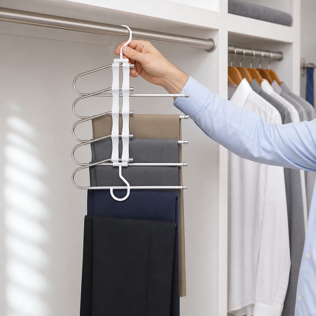 Perchero multifuncional para pantalones fácil de instalar