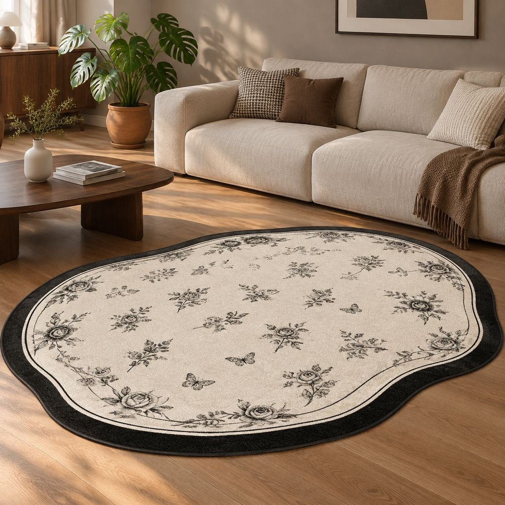 Französischer Vintage-Sofa-Teppich in unregelmäßiger Form
