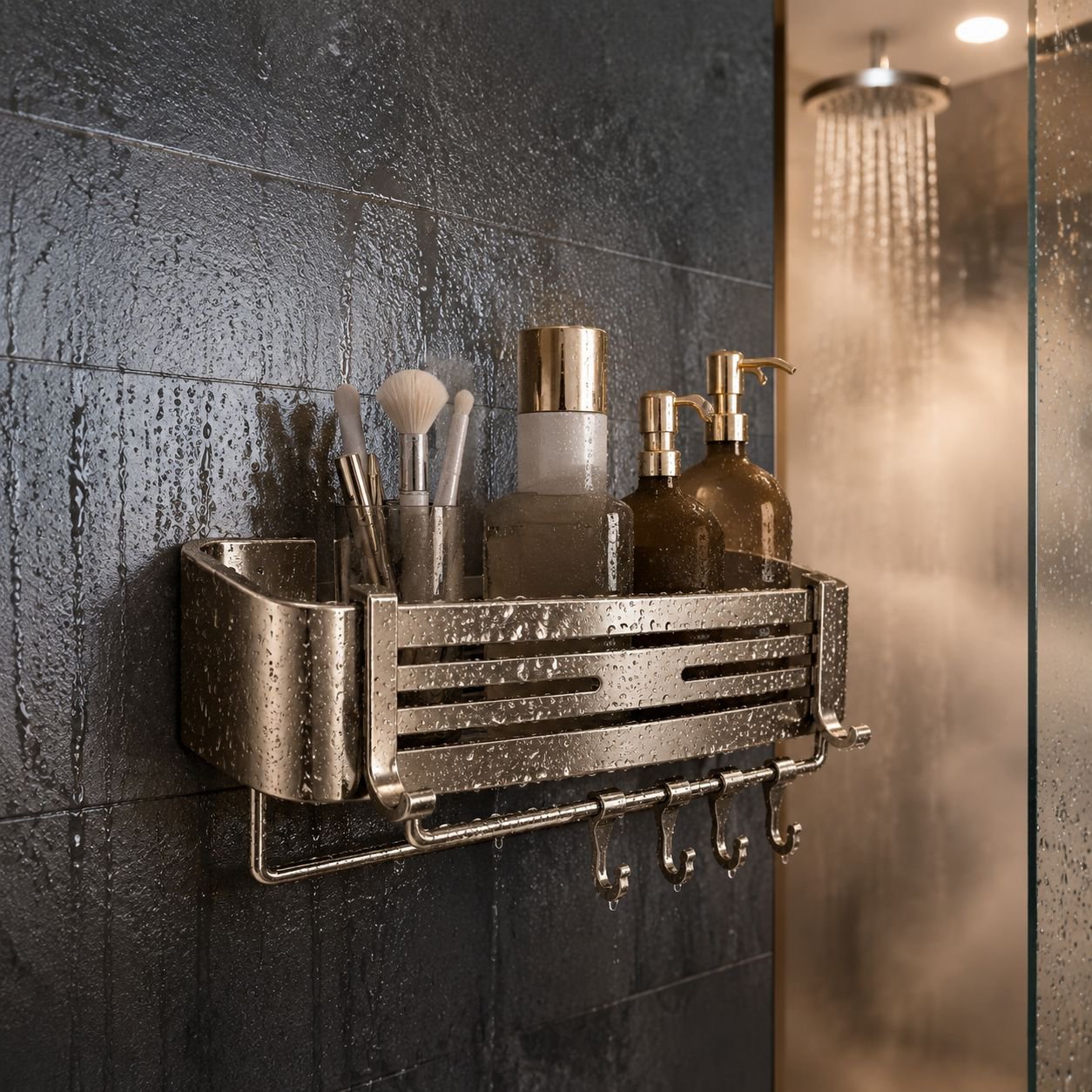 Easy installation of JMY no-drill bathroom organizer shelf