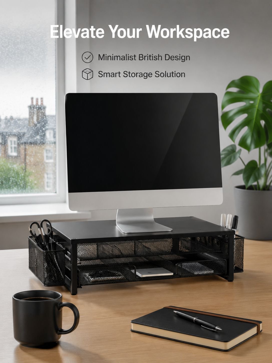 Two-Tier Desk Organiser with Drawer