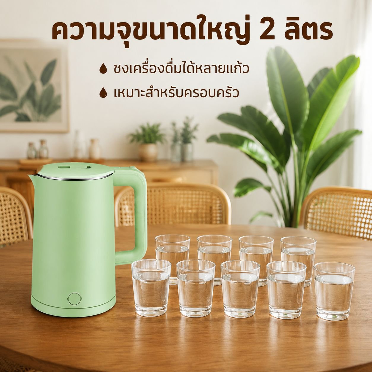 กาต้มน้ำไฟฟ้าสแตนเลสสองชั้น