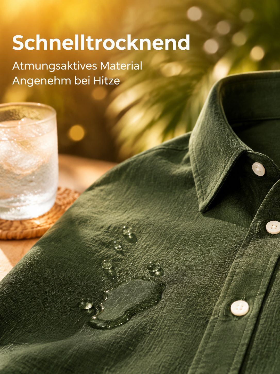 Alimens & Gentle Herren Leinen Kurzarmhemd Knitterfrei Freizeit Strand Sommer Elastisch