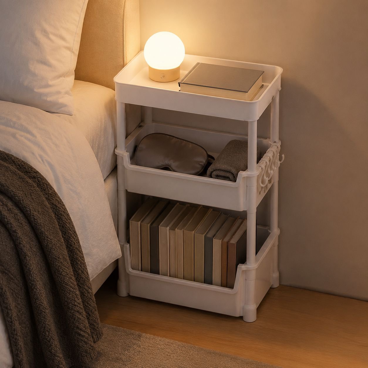 Adjustable multi-layer organizer shelf on wheels