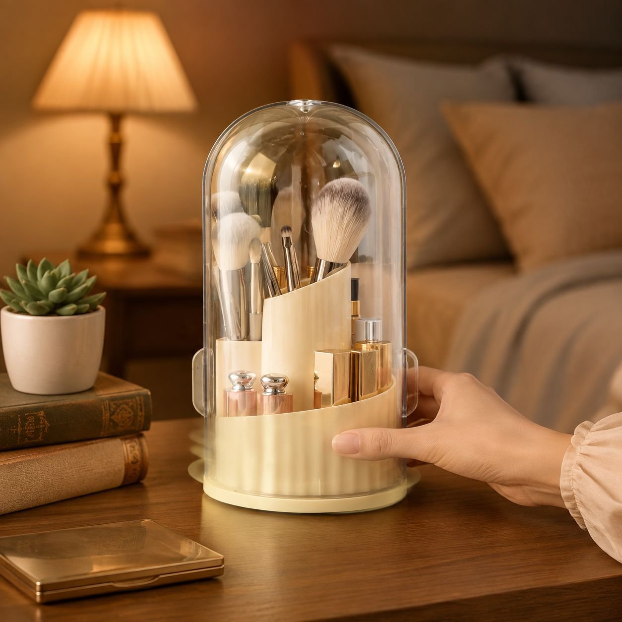 360-Degree Rotatable Multifunctional Makeup Brush Organizer