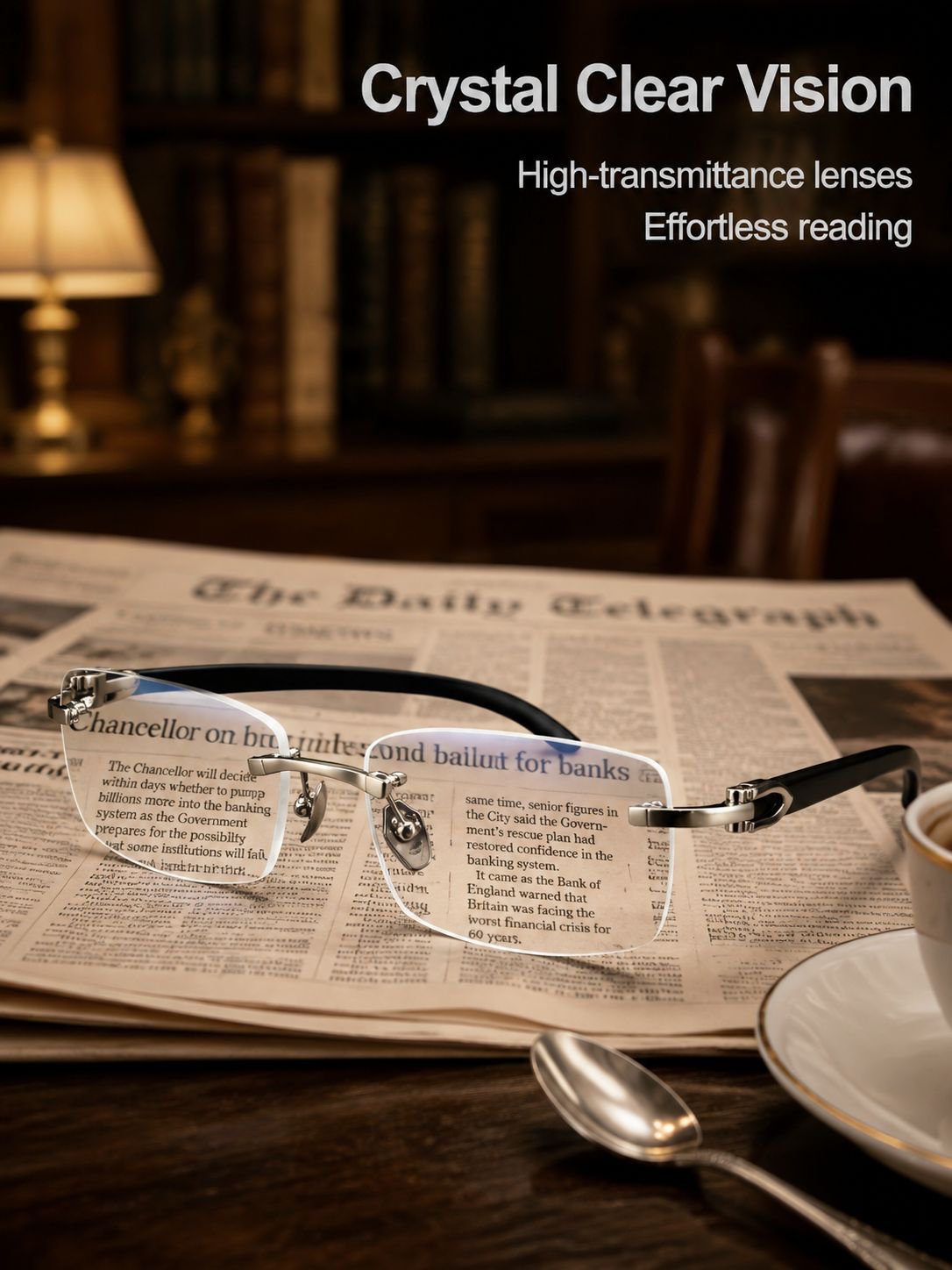 Rimless Horn Arm Anti-Fatigue Reading Glasses