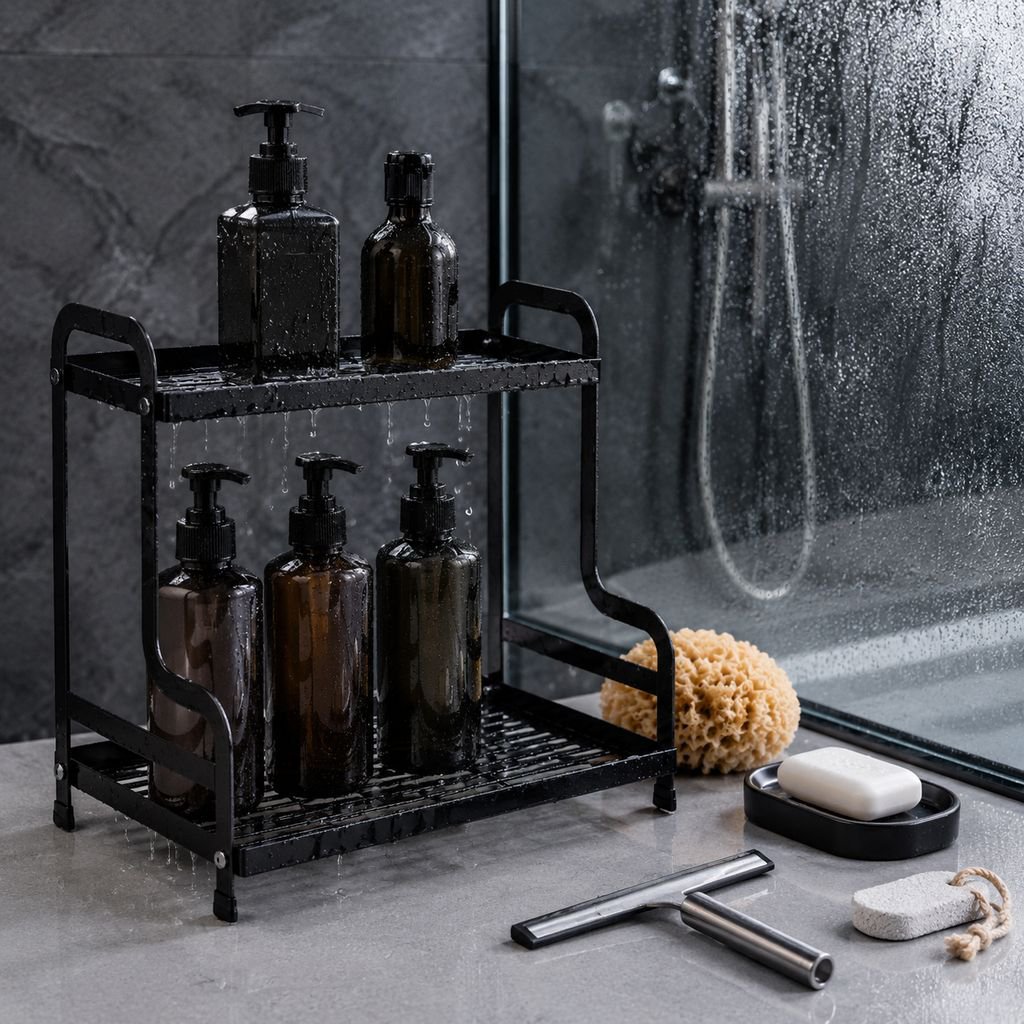 Double-layer cosmetics storage rack skin care products perfume storage box bathroom storage rack bat