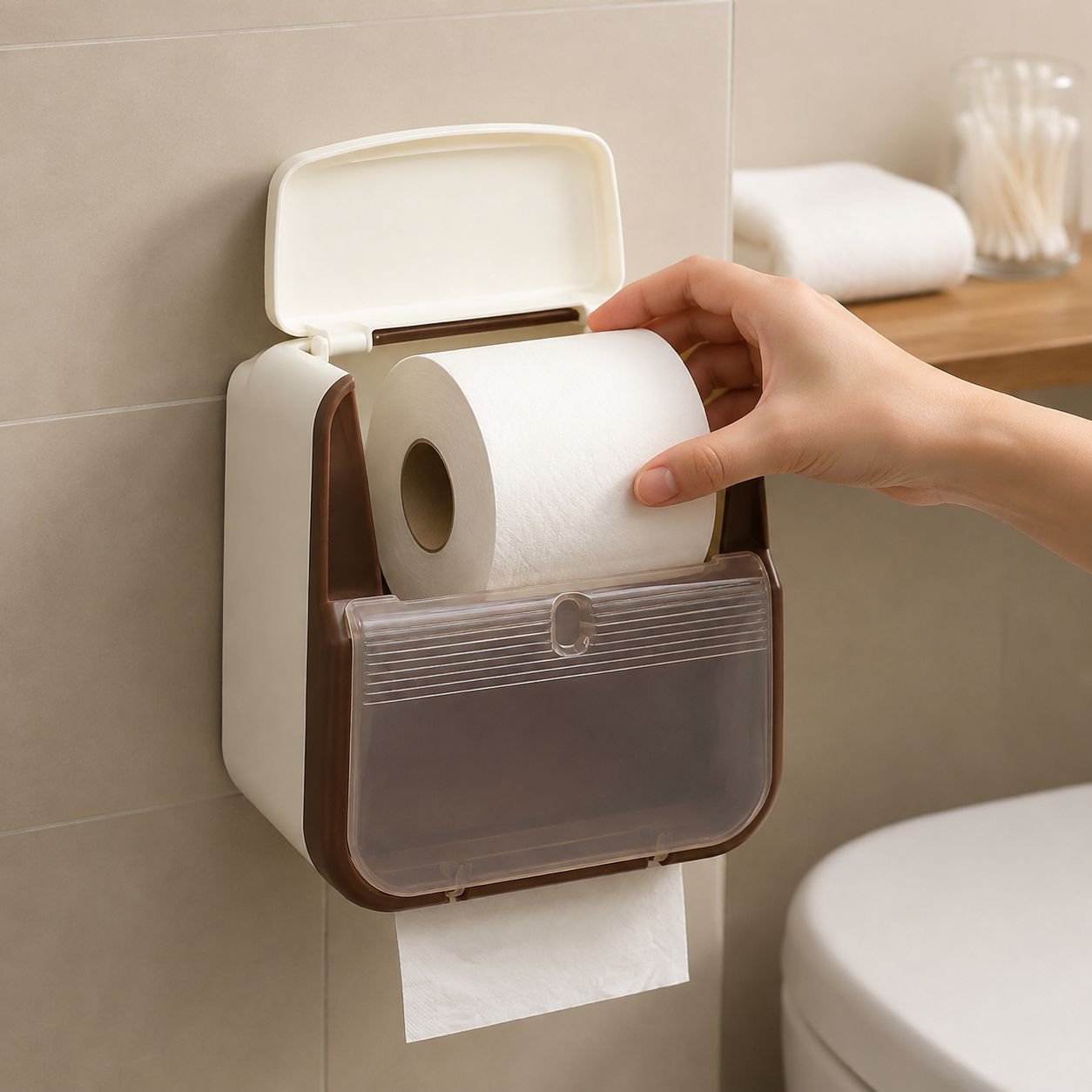 Tissue holder for home bathroom with waterproof cover