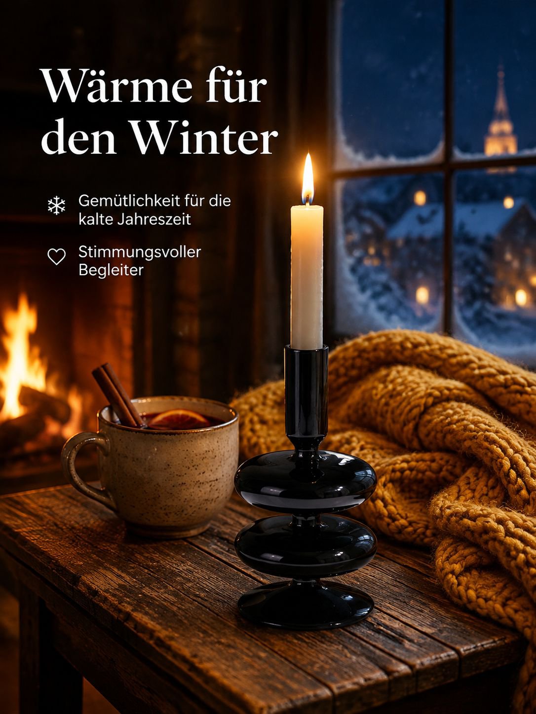 Design Kerzenhalter aus schwarzem Glas
