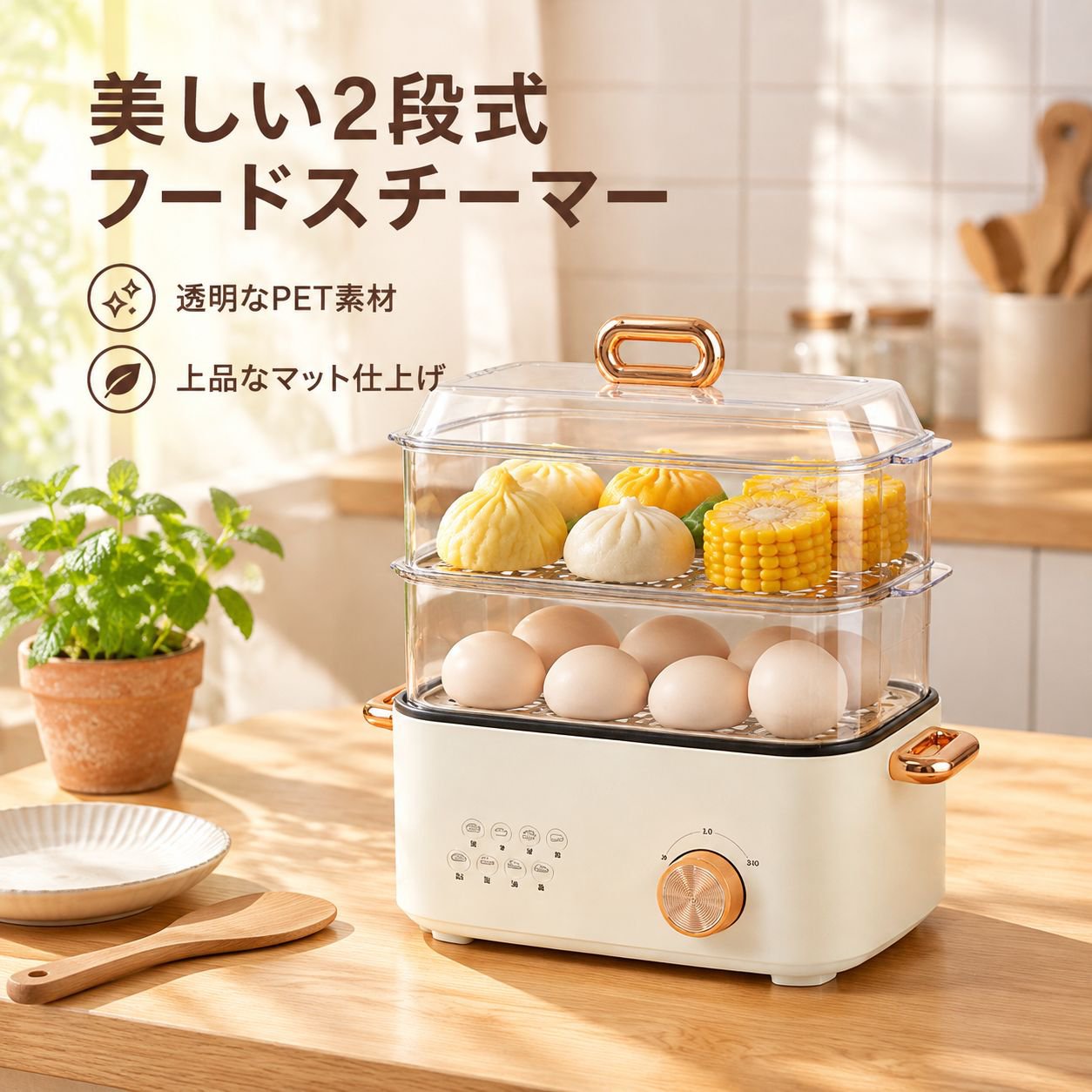 家庭用多機能電気蒸し器・大容量朝食マシン