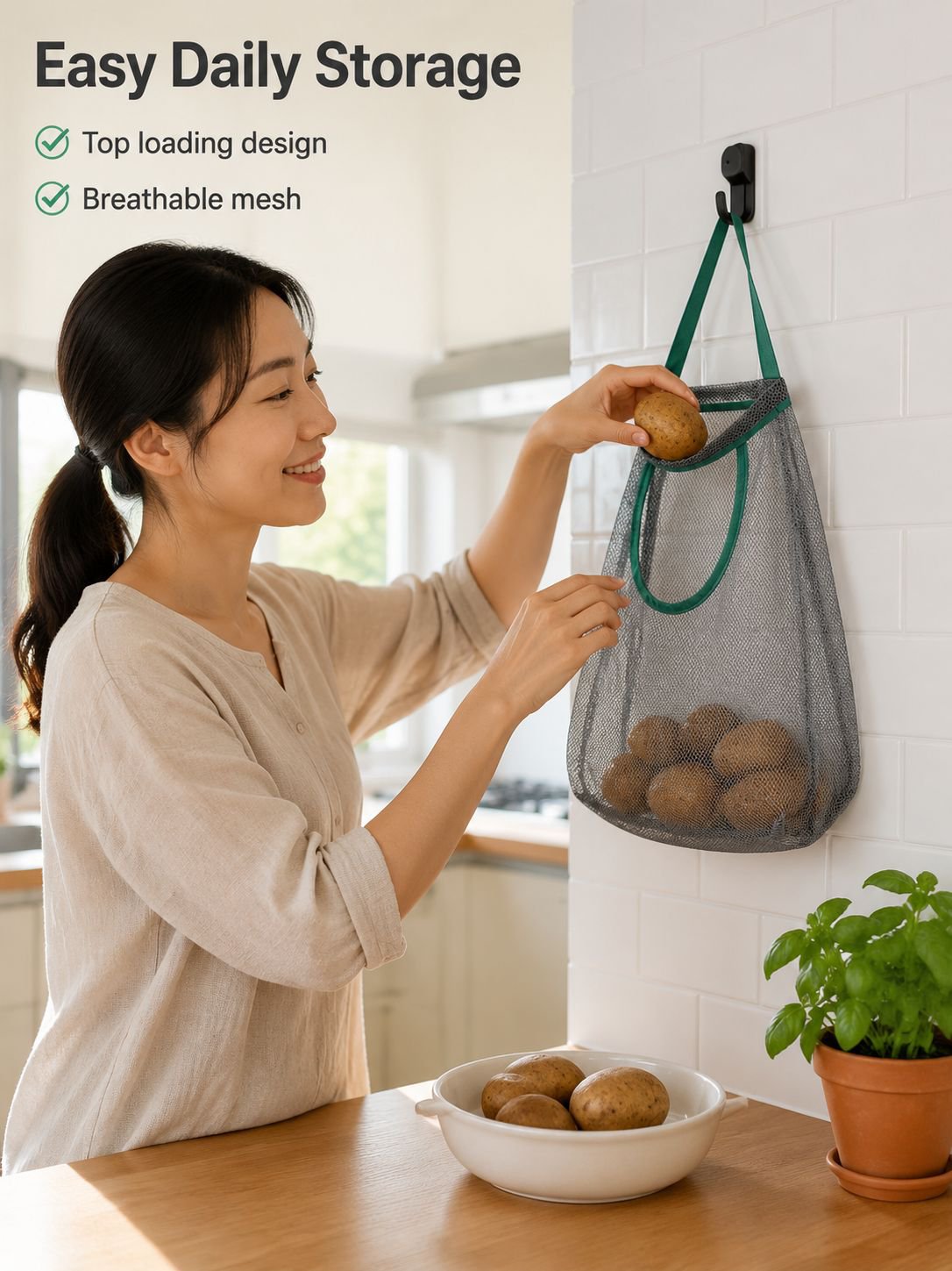 Breathable fruit and vegetable storage bags