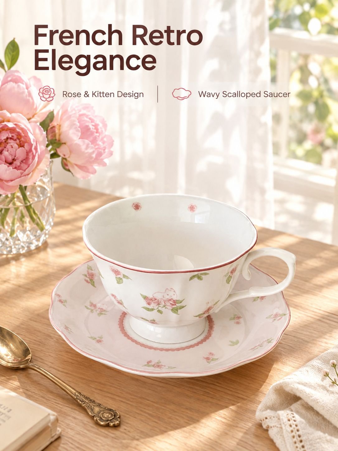 Ins Retro French Ceramic Coffee Cup and Tea Dish Set