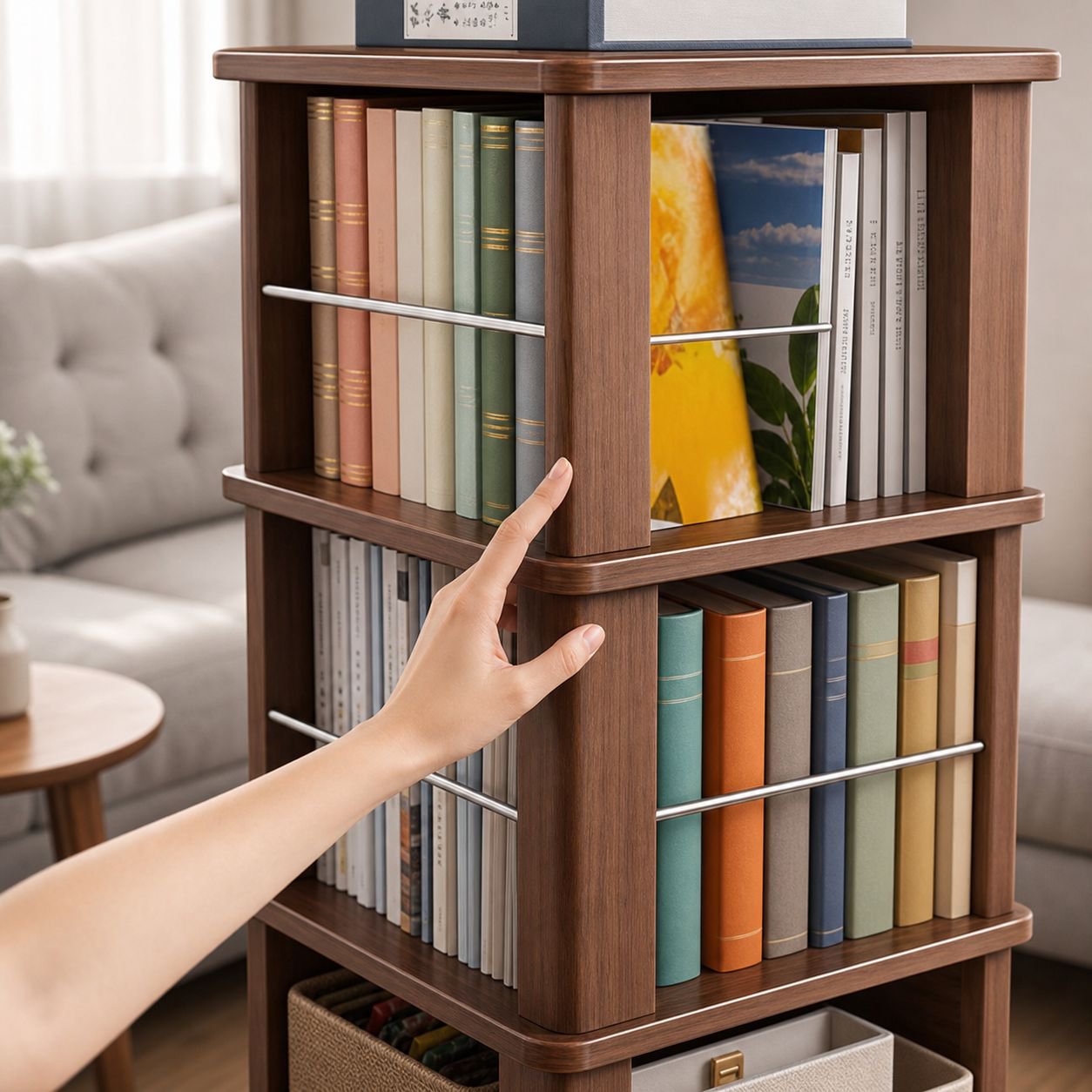 Rotating Kids Bookshelf Magazine Rack for Living Room