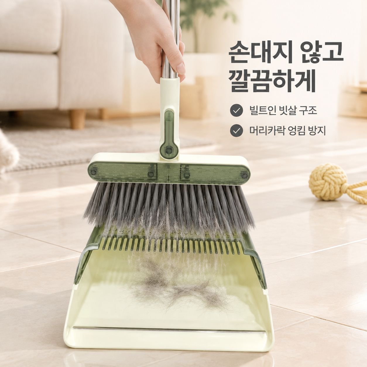 두꺼운 접이식 빗자루와 쓰레받기 세트