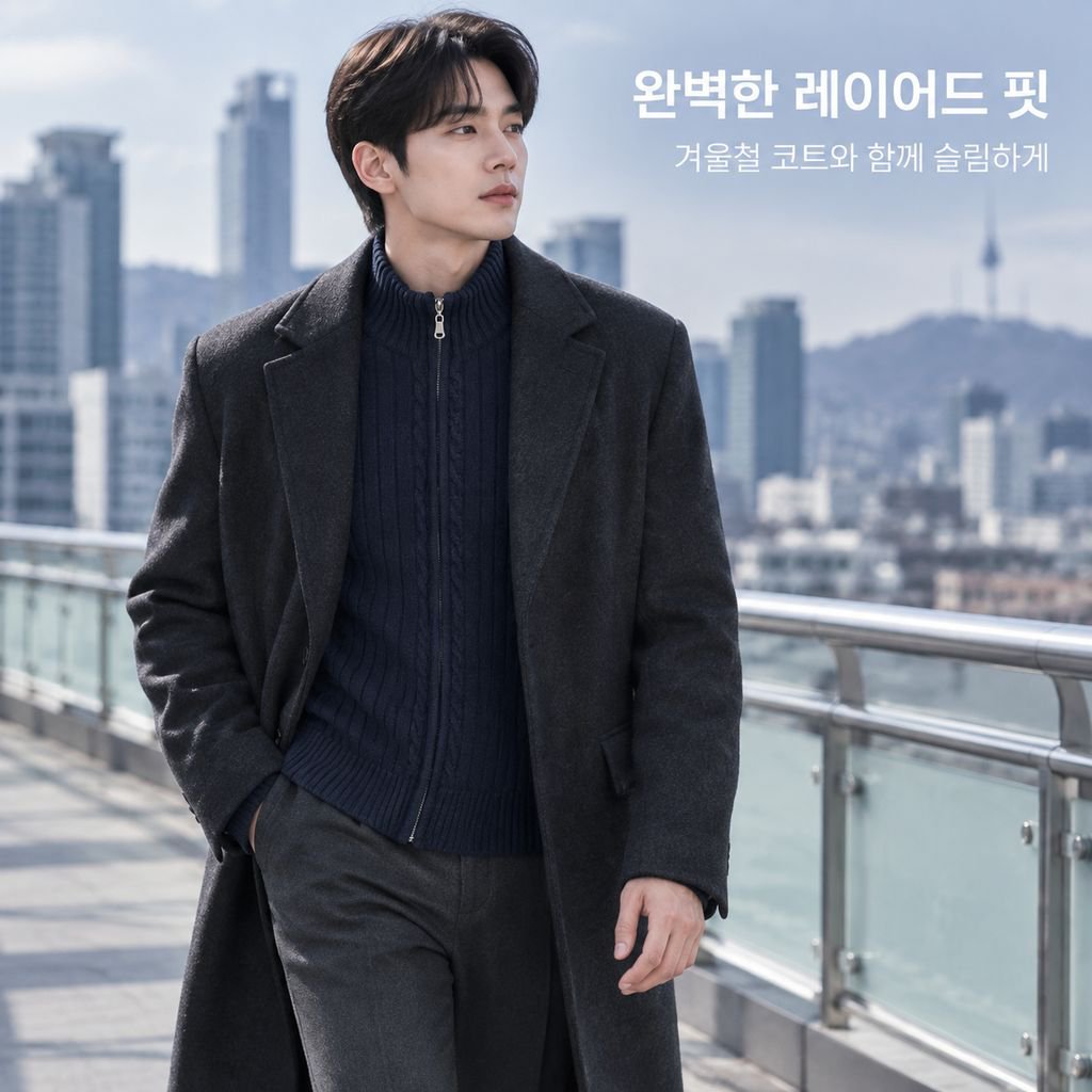 남성용 가을/겨울 스트라이프 니트 스웨터 가디건