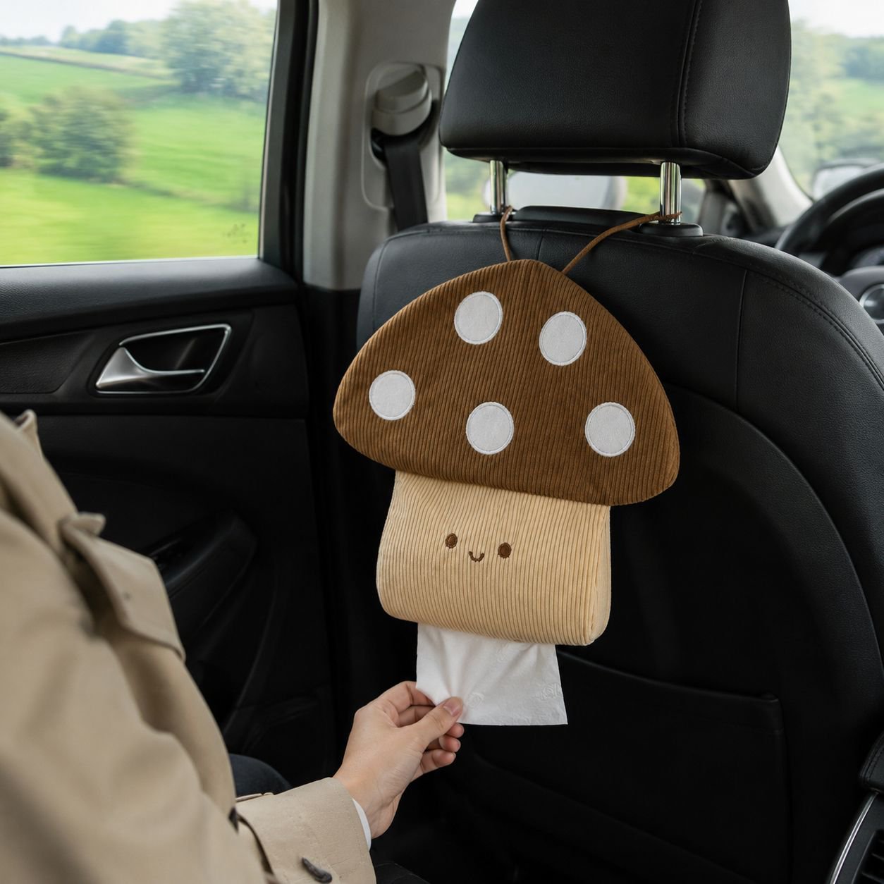 Punch-free tissue box with aesthetic mushroom appearance
