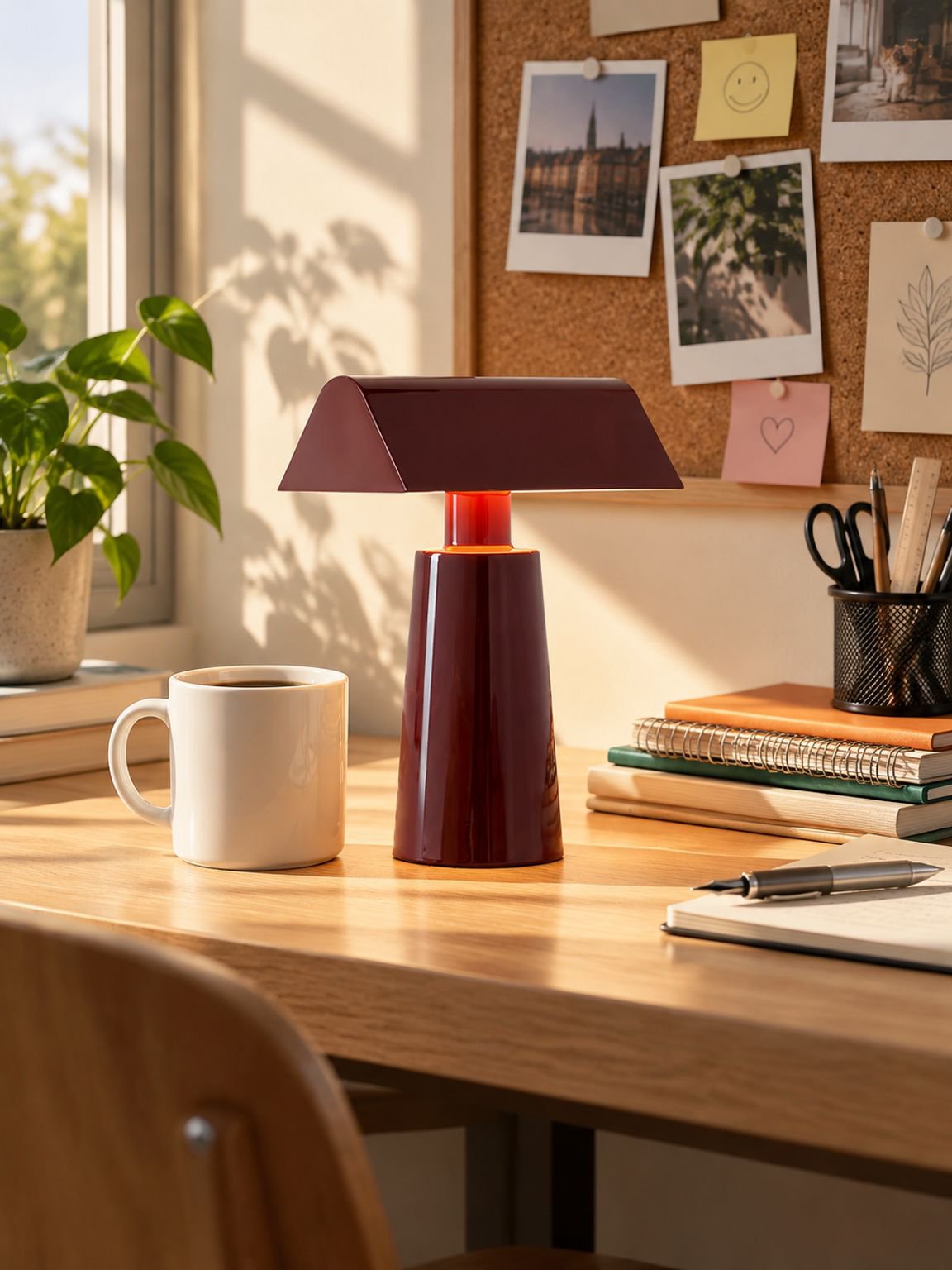 Kleine Retro-Tischlampe für das Schlafzimmer, kabellos aufladbar