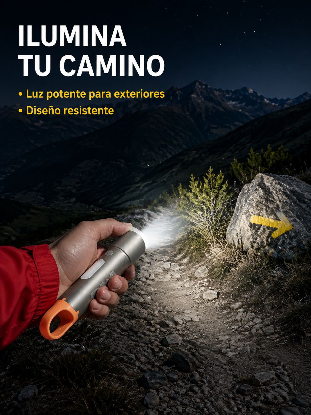 Linterna con gancho y base magnética
