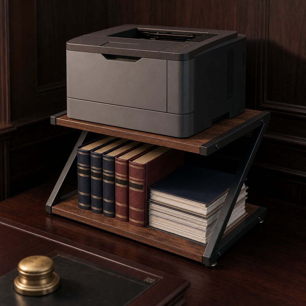 Z-shaped Multi-layer Wooden Desktop Storage Rack, Printer Organizer, Desk Bookshelf