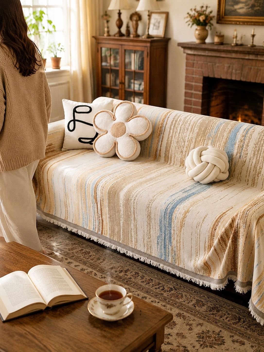 Elastic edge design of non-slip couch cover