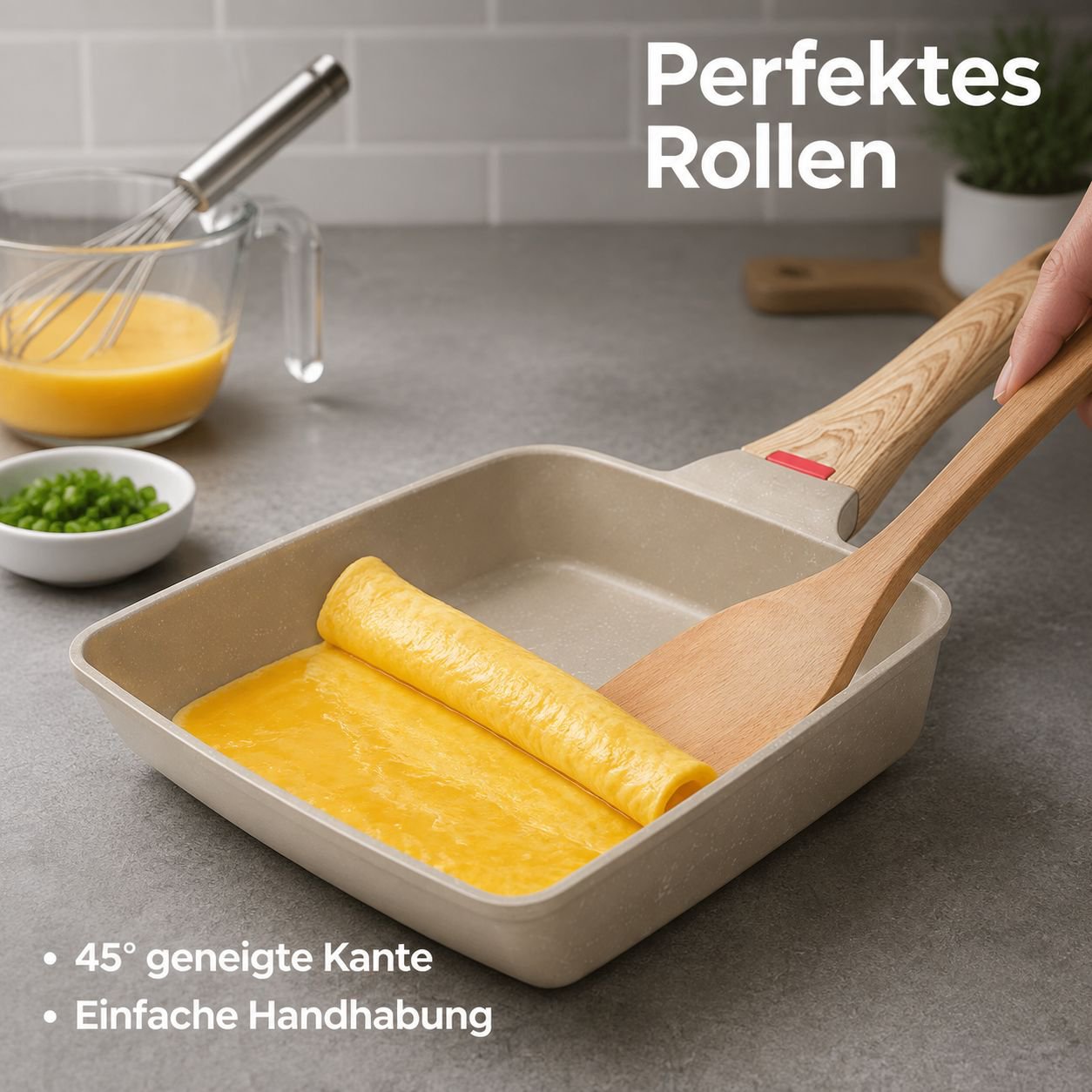 Quadratische Pfanne für Tamagoyaki (japanische Austernrolle)