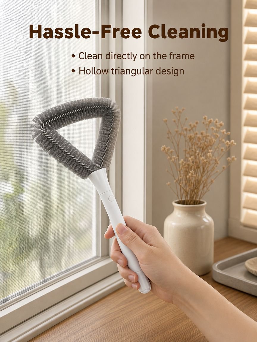 Easy-to-use window screen cleaning brush for dust removal