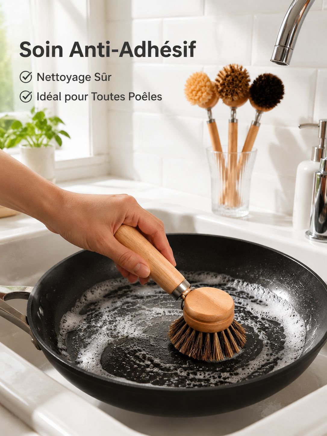 Brosse à casserole en sisal naturel