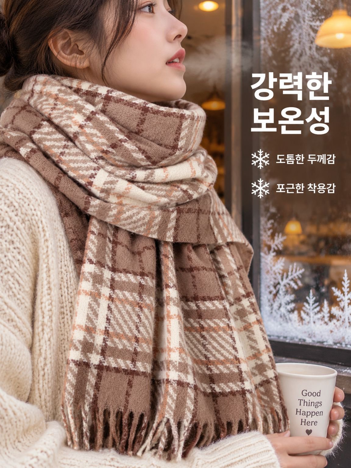 한국 스타일 두꺼운 보온 분위기감 머플러