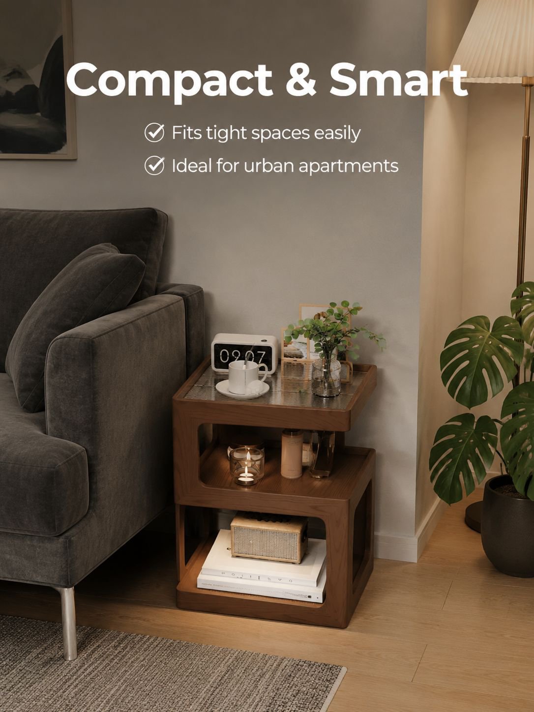 Modern living room setup with luxury small coffee table