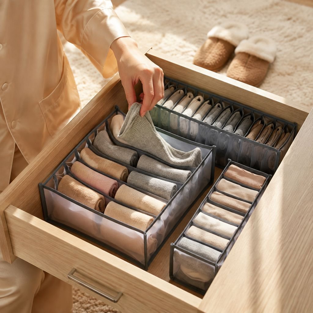 Versatile organizer box on a dresser