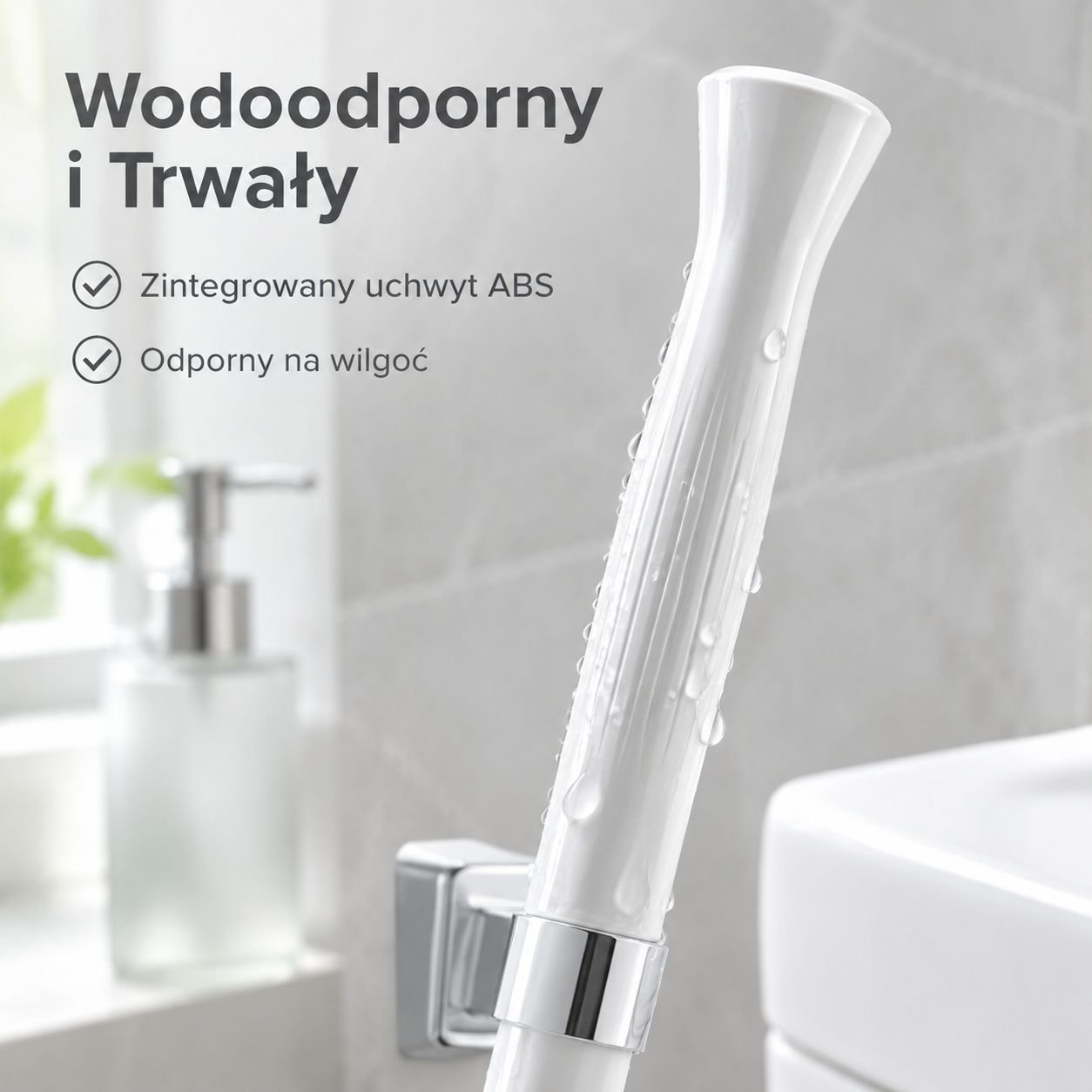 Szczotka toaletowa ścienna w kształcie litery S, z regulowaną długością
