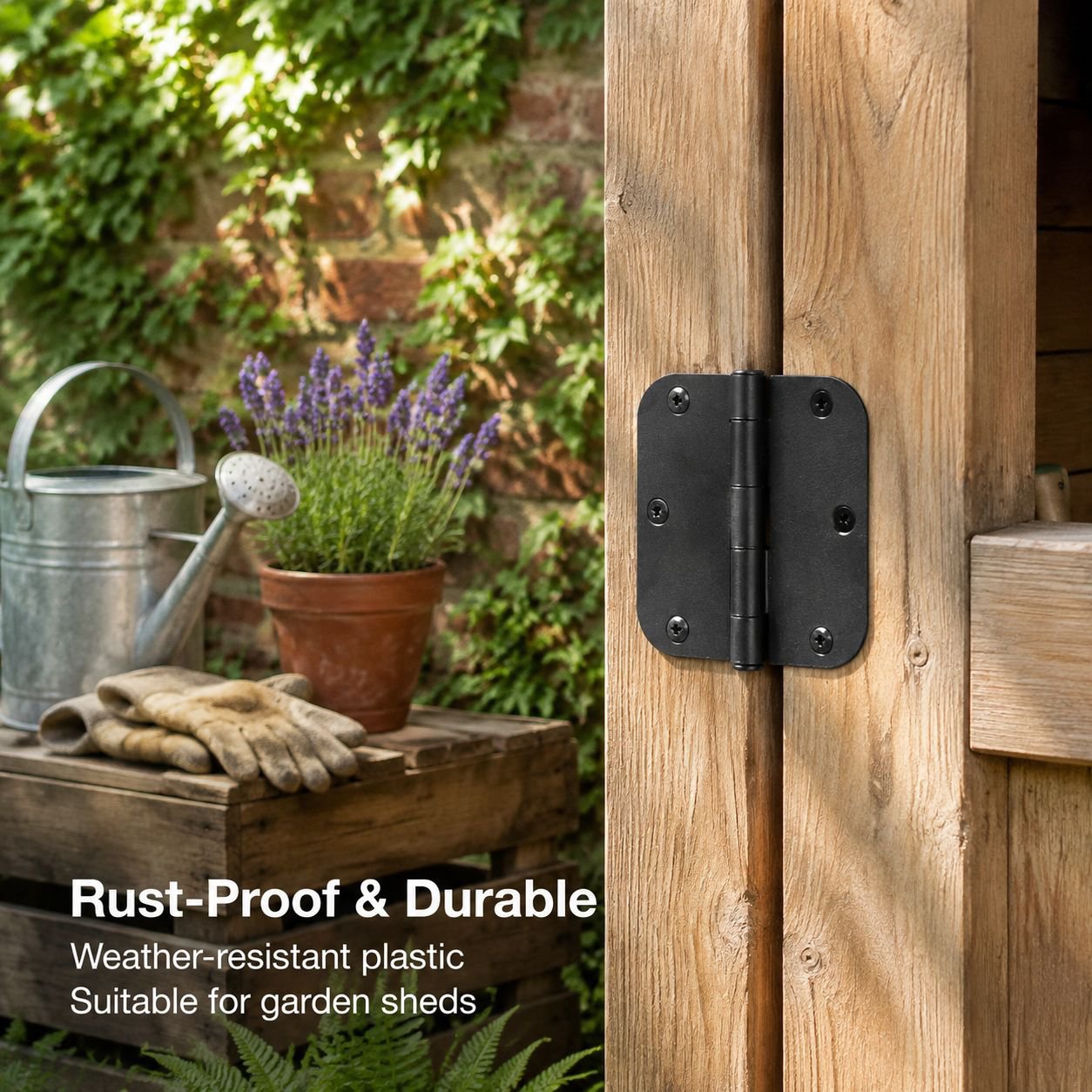 Household Black Plastic Right Angle Flat Hinge