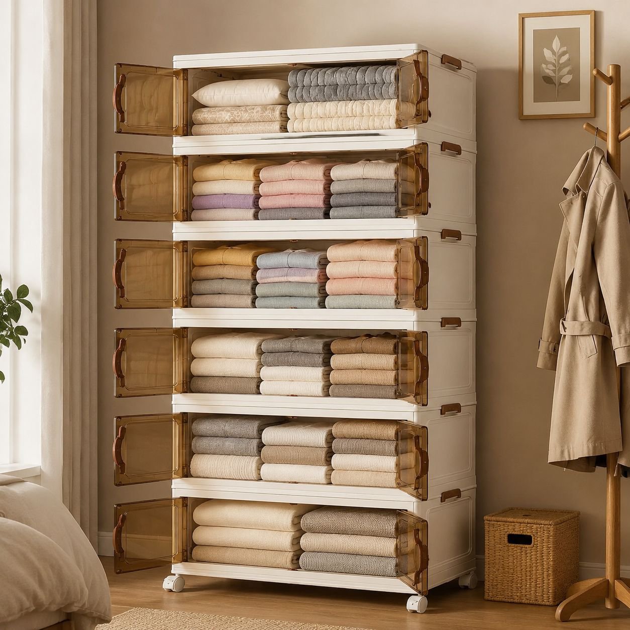 Multi-Layer Foldable Storage Cabinet for Home Bedroom Clothes Organizer