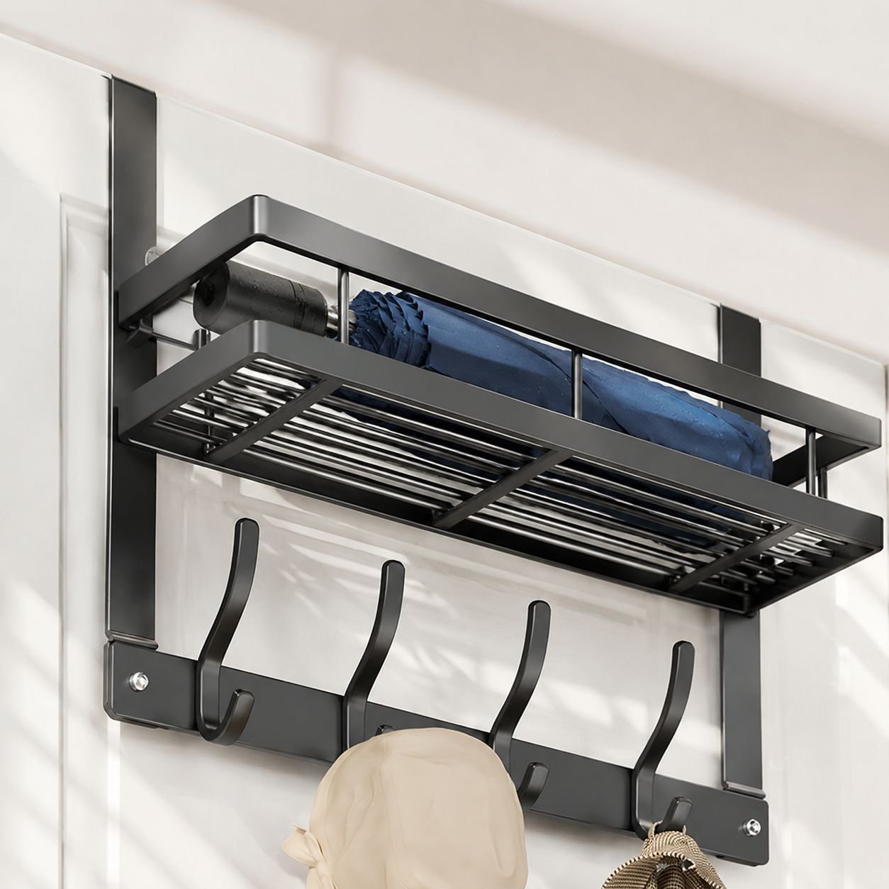 Easy installation of door back wall-mounted organizer