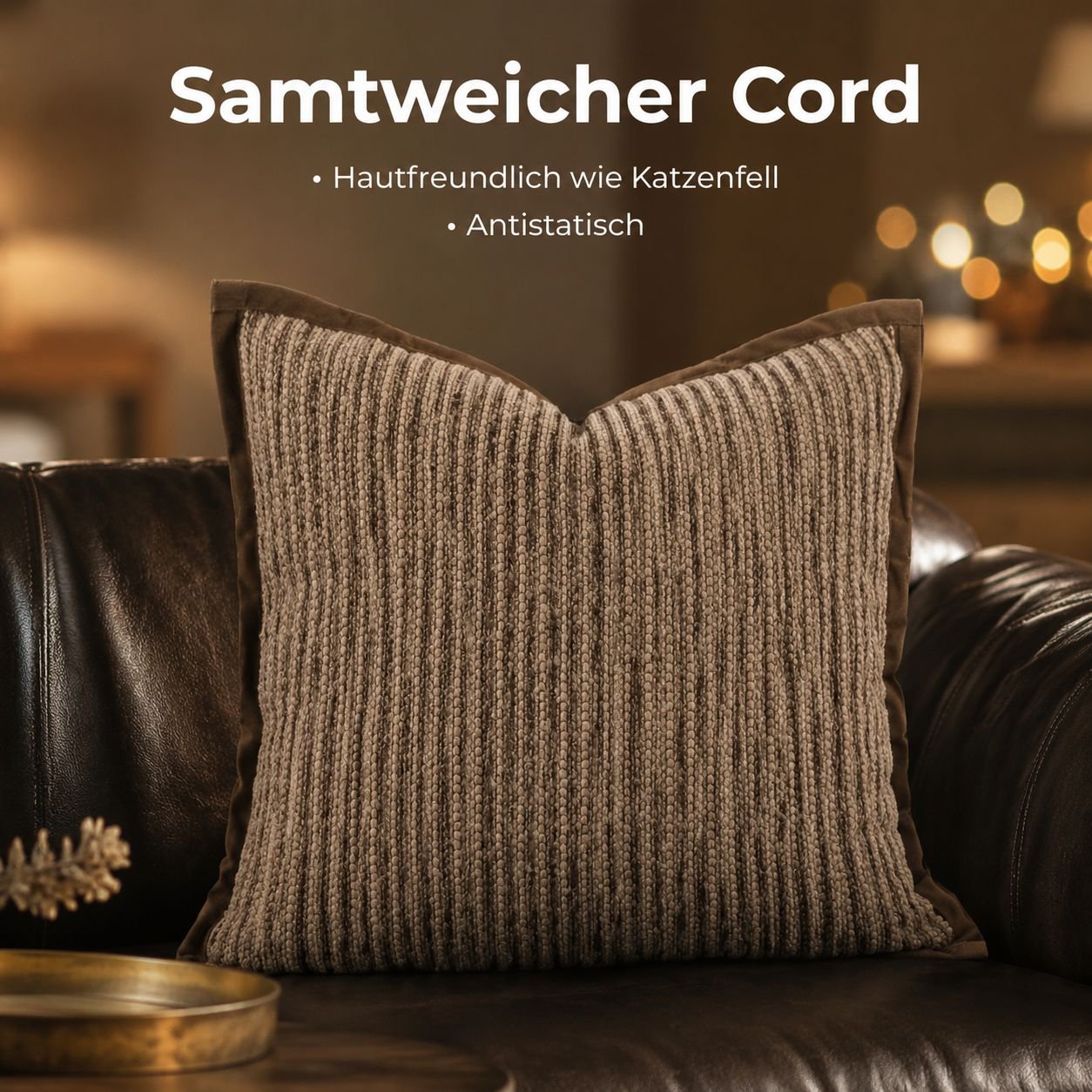 Minimalistisches Kissen/Lendenkissen im Wabi-Sabi-Stil in Braun