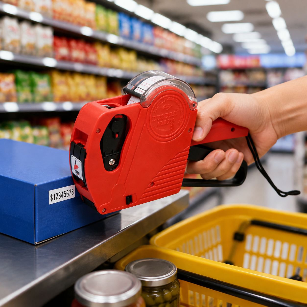 Máquina marcadora de precios de una sola fila de 8 bits con cubierta máquina de etiquetas de precios