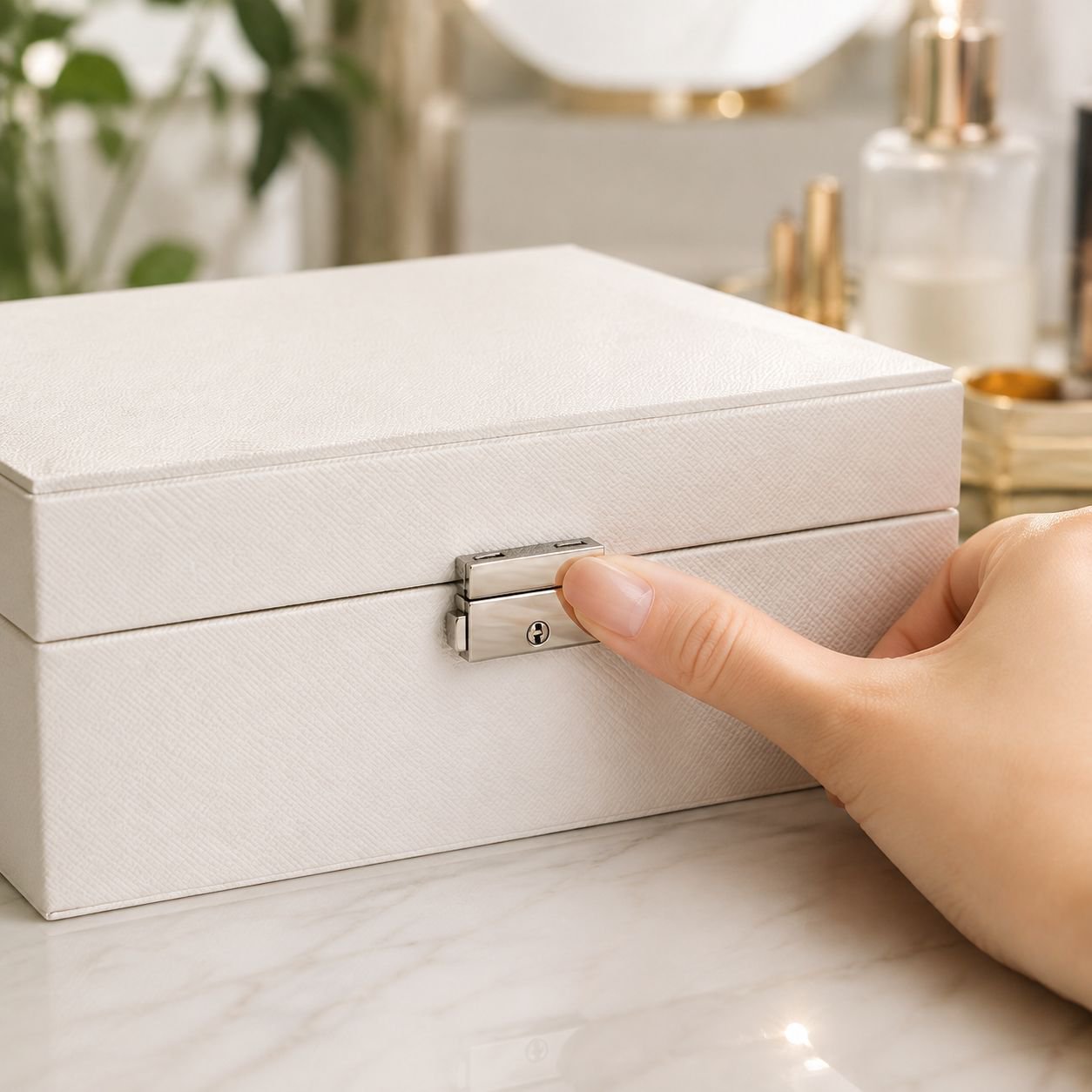 Double-layer Large Capacity Leather Jewelry Storage Box with Lock for Earrings and Rings
