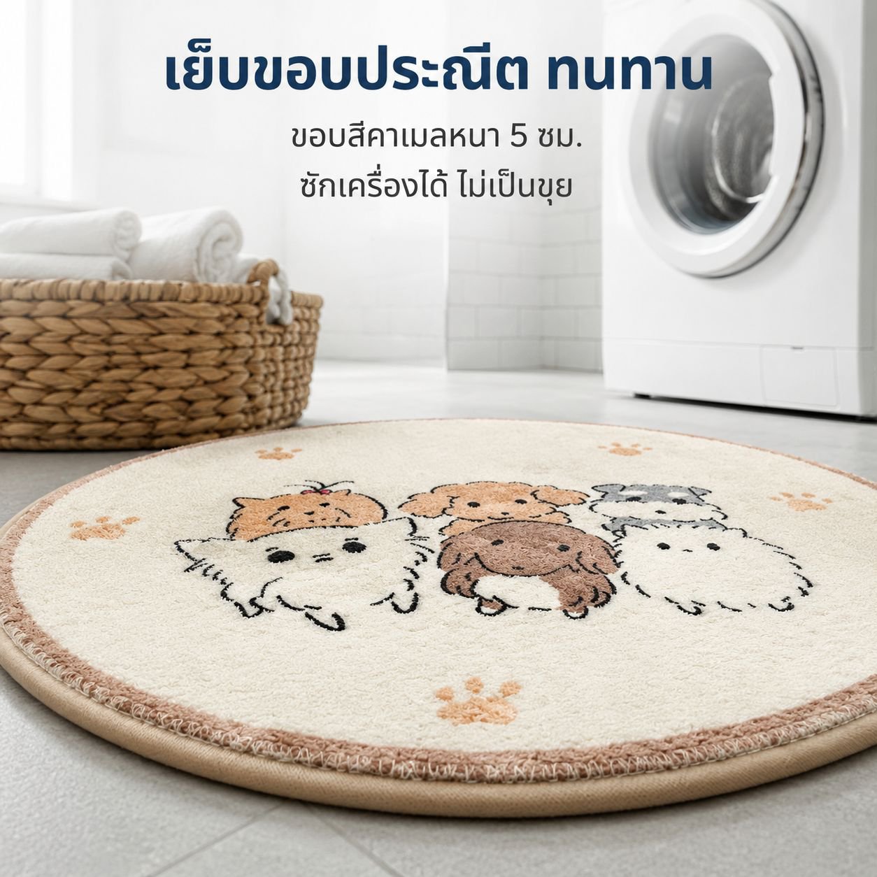 พรมขนเทียมลายการ์ตูนทรงกลม กันลื่น สำหรับห้องนอน ห้องรับแขก ห้องอ่านหนังสือ สไตล์สาวน้อย