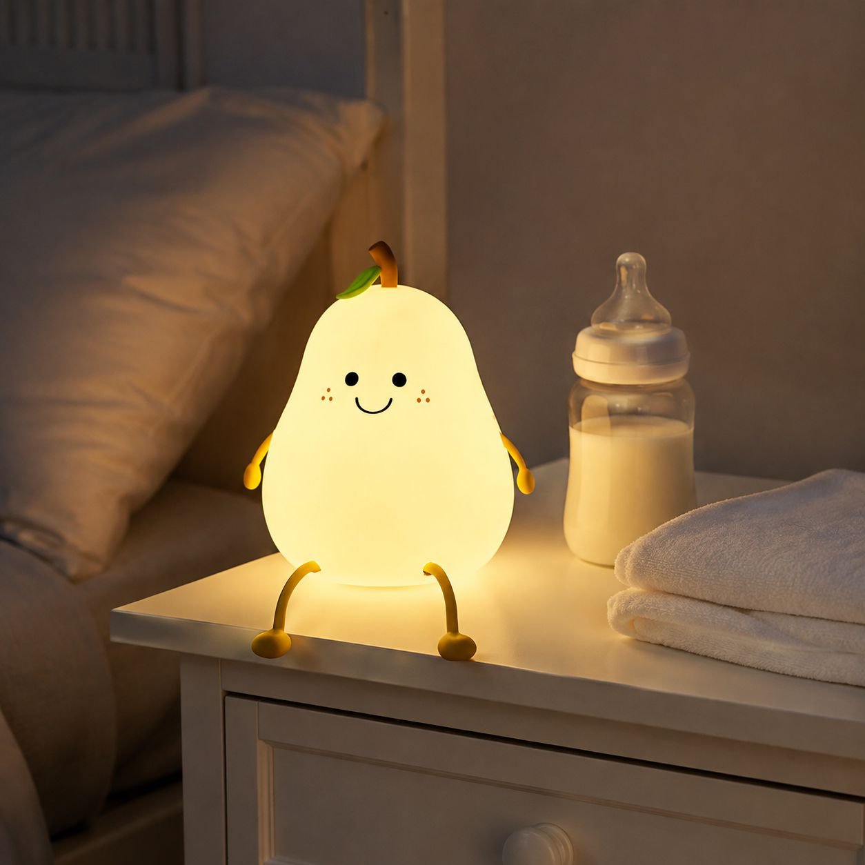 Soft touch silicone night lamp in pear design
