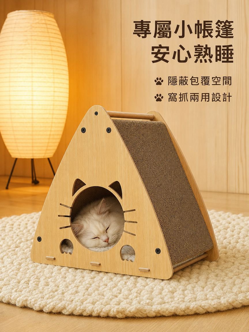 三角木質瓦楞紙貓窩