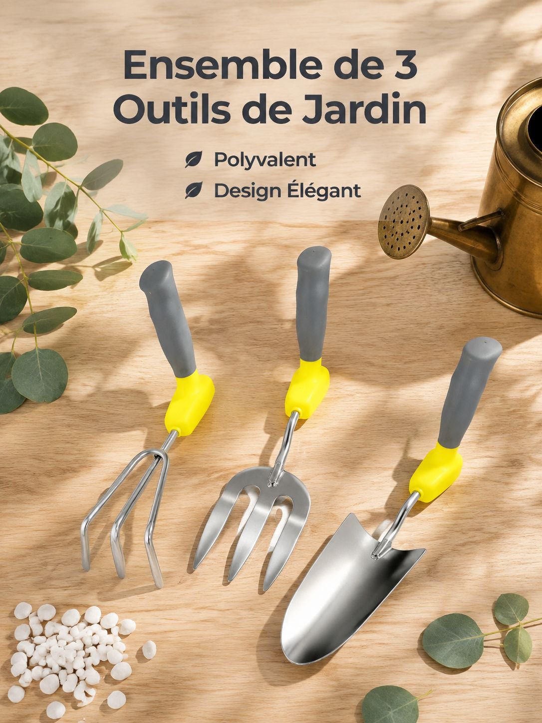 Nouveau lot de 3 outils de jardinage multifonction pour l'exportation