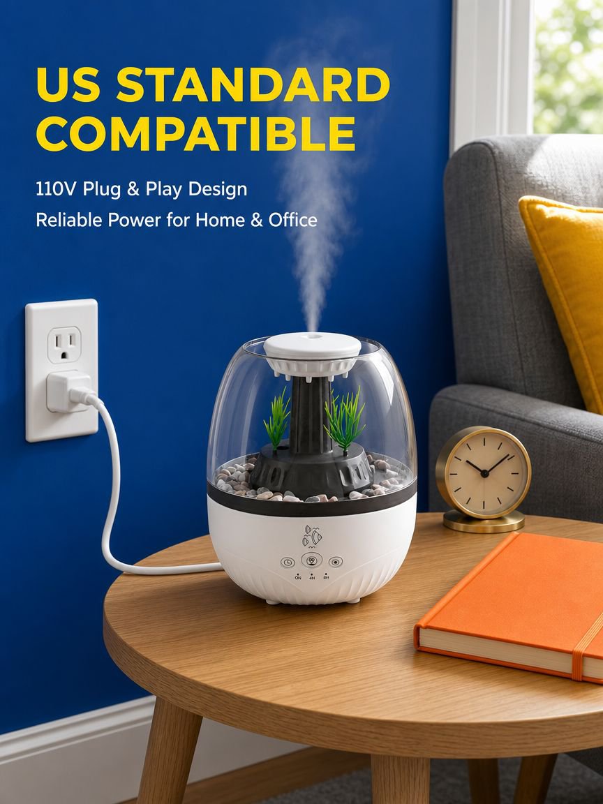 Home air humidifier diffuser with silent operation
