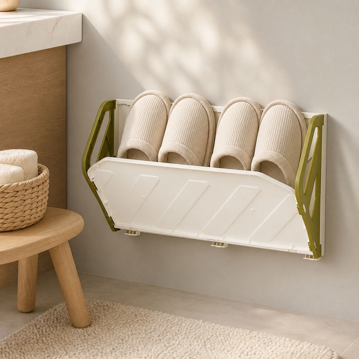 No-Drill Over-the-Door Bathroom Slipper Rack