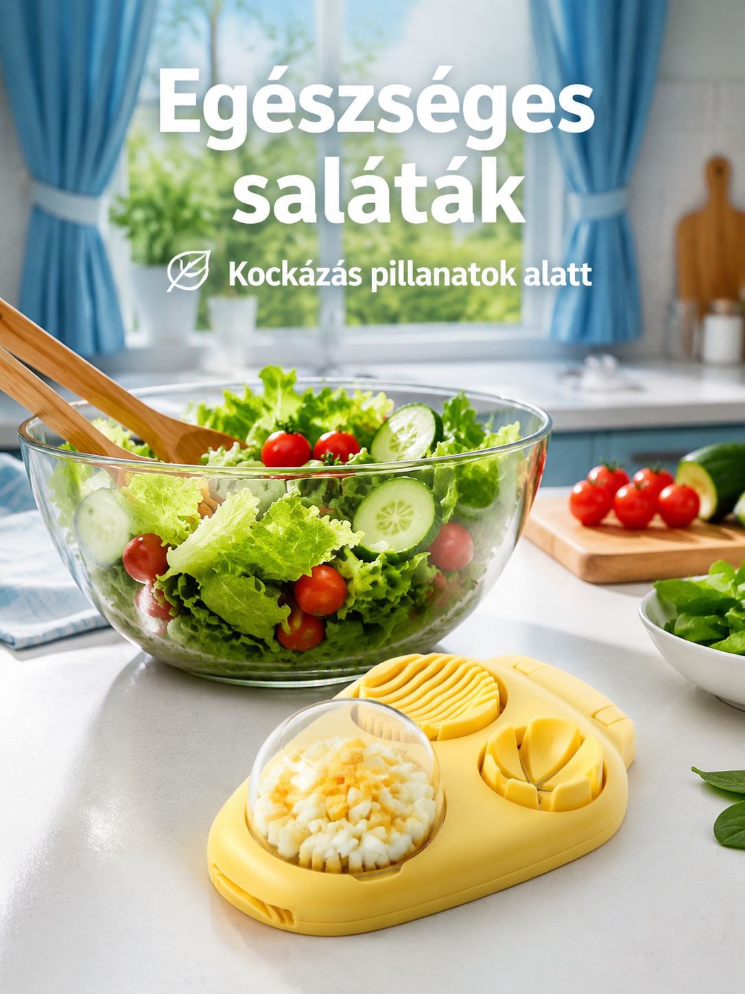 Tojás szeletelése, felvágása, darabolása egy eszközzel
