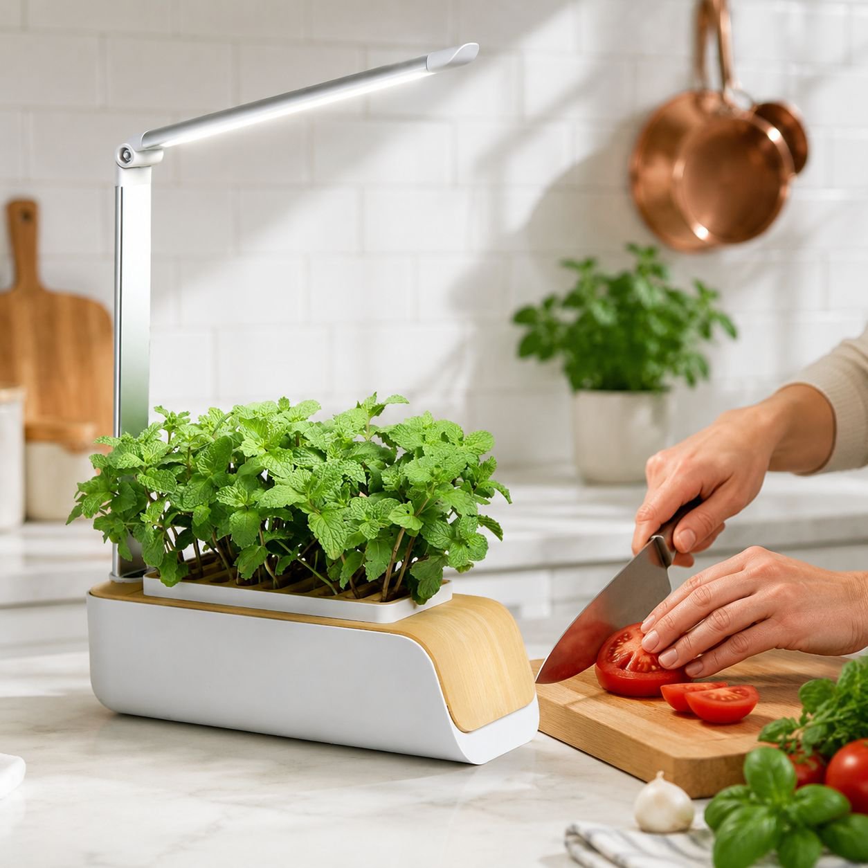 Maceta inteligente con temporizador de iluminación automática