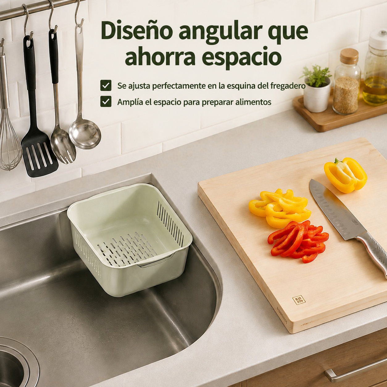 Cesta multifuncional de lavado y escurrido extragrande de doble capa
