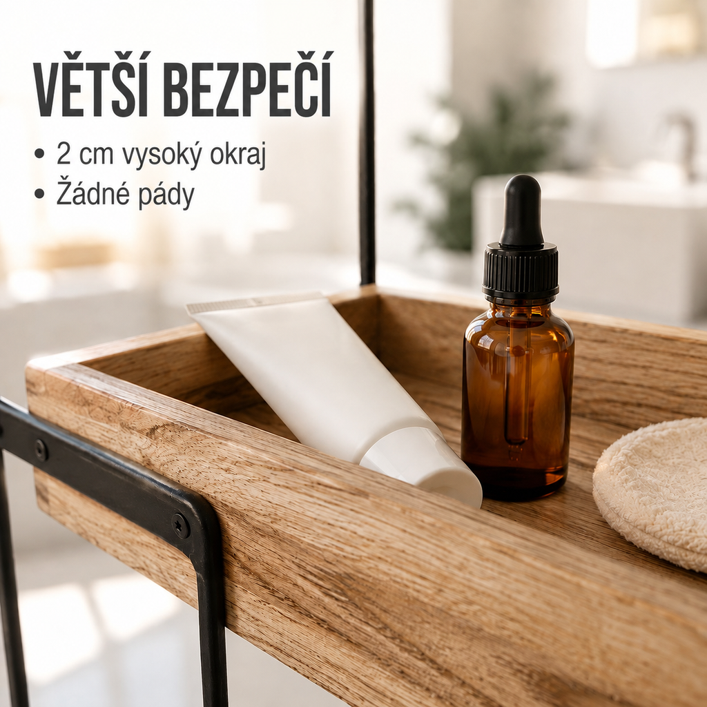 Kombinovaný koupelnový regál ze železa a dřeva