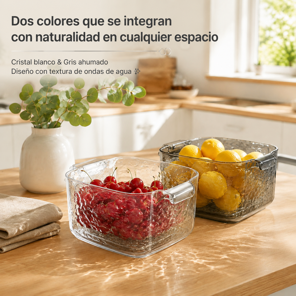 Escurridor de cocina 2 en 1 y recipiente para lavar verduras
