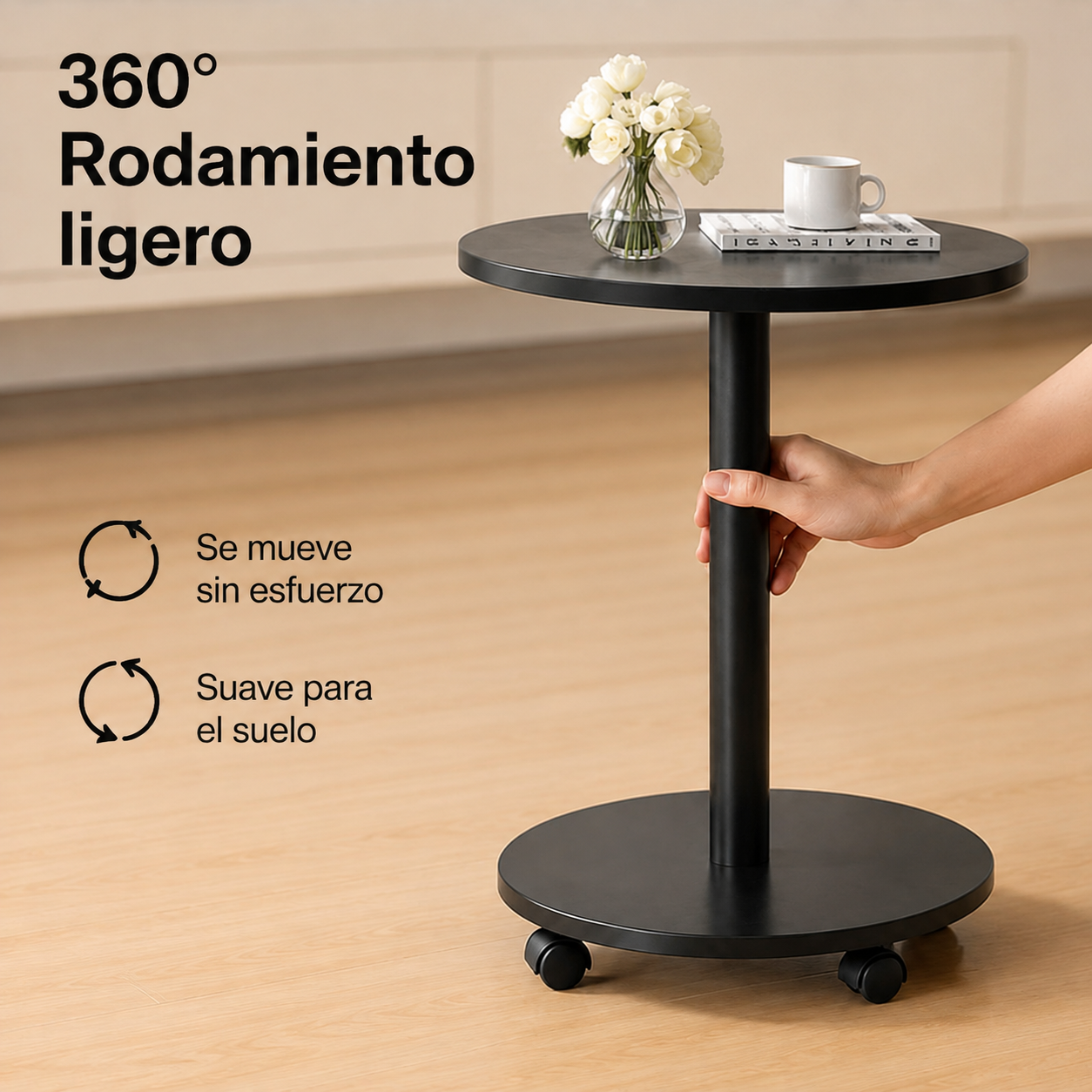 Mesa redonda multifuncional y sencilla, adecuada para sala de estar y dormitorio