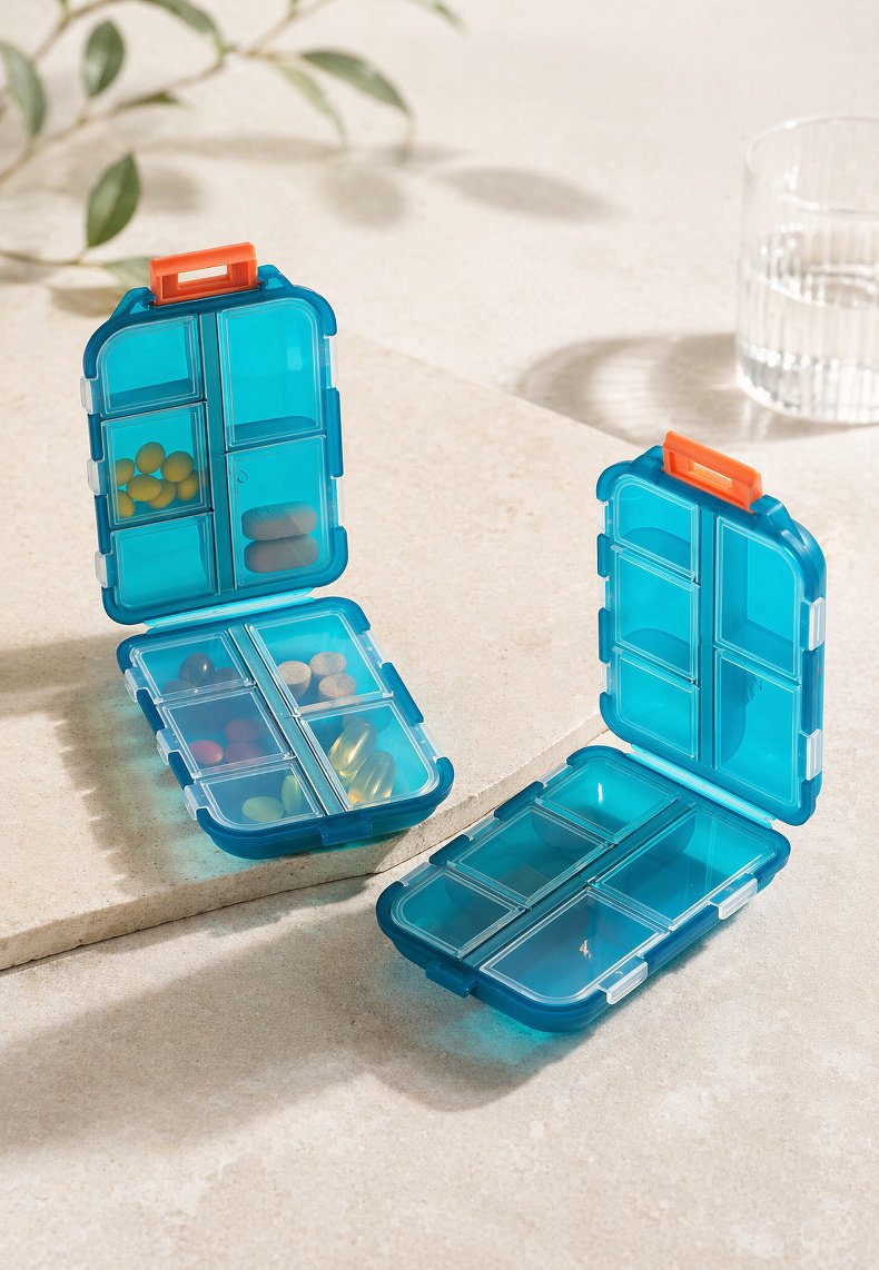 Lightweight transparent pill organizer for easy access