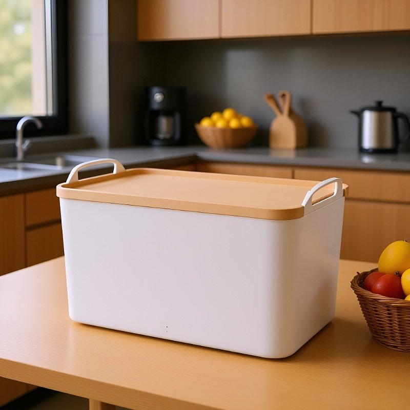 멀티 토트 수납함 솔리드 플라스틱 수납 정리함 덮개 달린 옷과 잡동사니 수납함